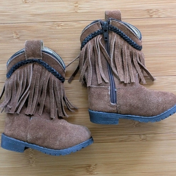 SMOKY MOUNTAIN BOOTS Girls Hopalong  Suede Western  fringe Toddler 4 - Picture 1 of 10